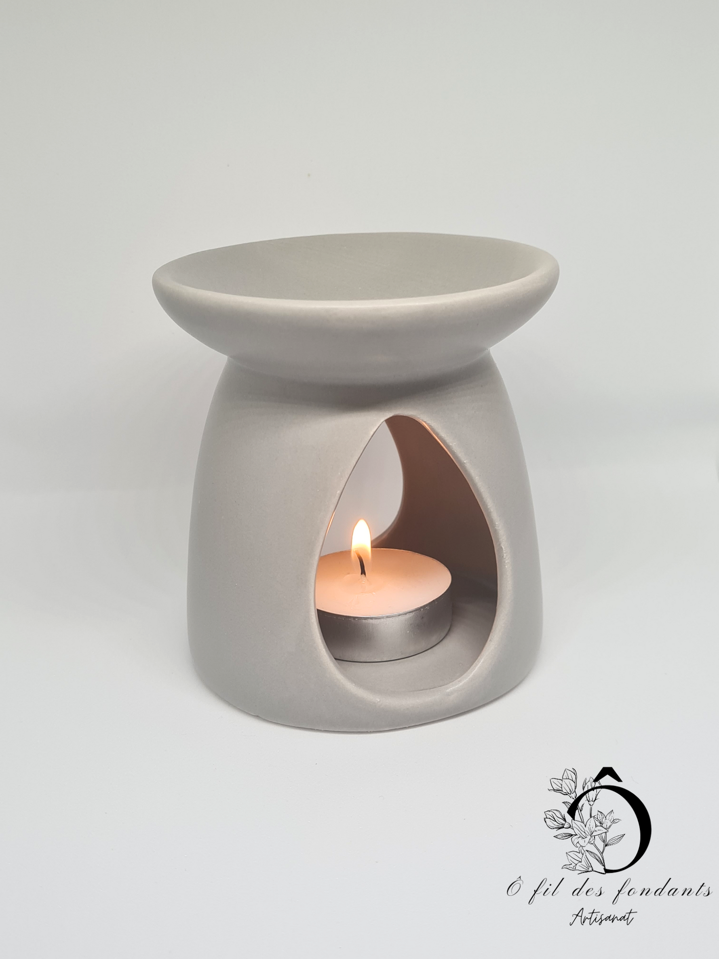 Brûle parfum Gris Mate en céramique