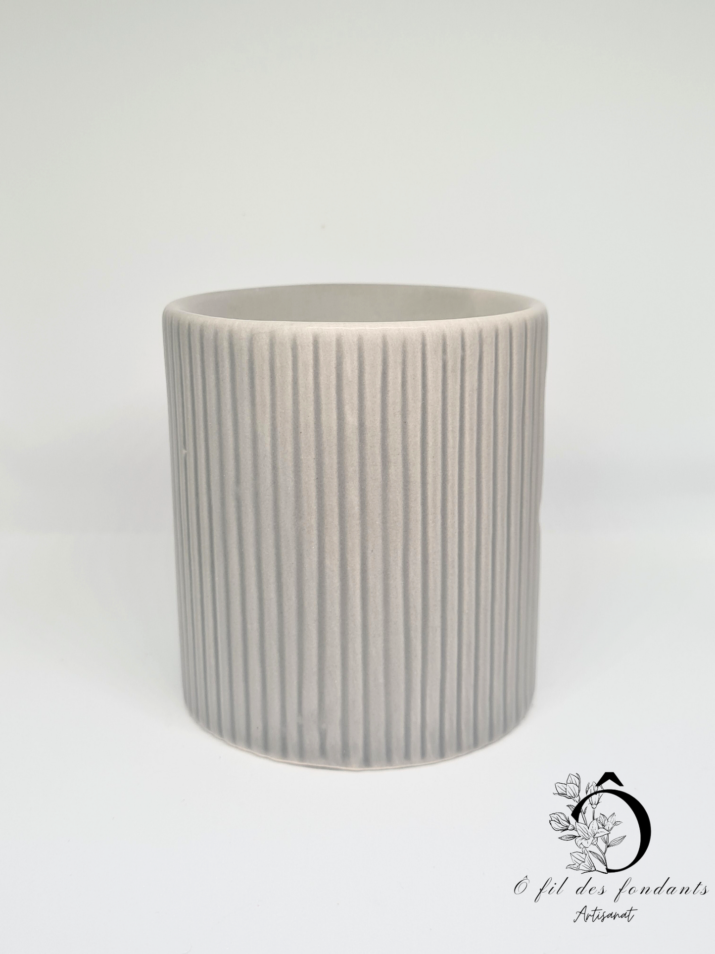 Brûle parfum Gris Lignes Mate en céramique