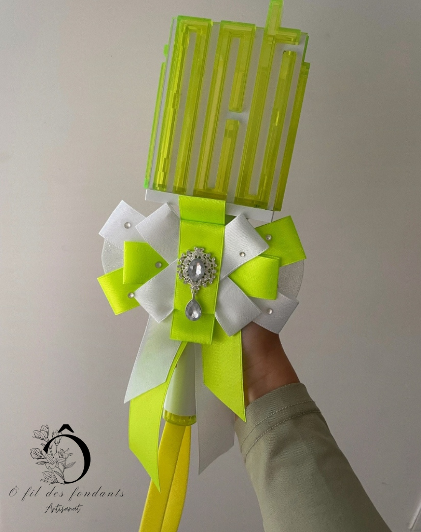 Noeud Ribbon Lightstick Blanc & Vert fluo