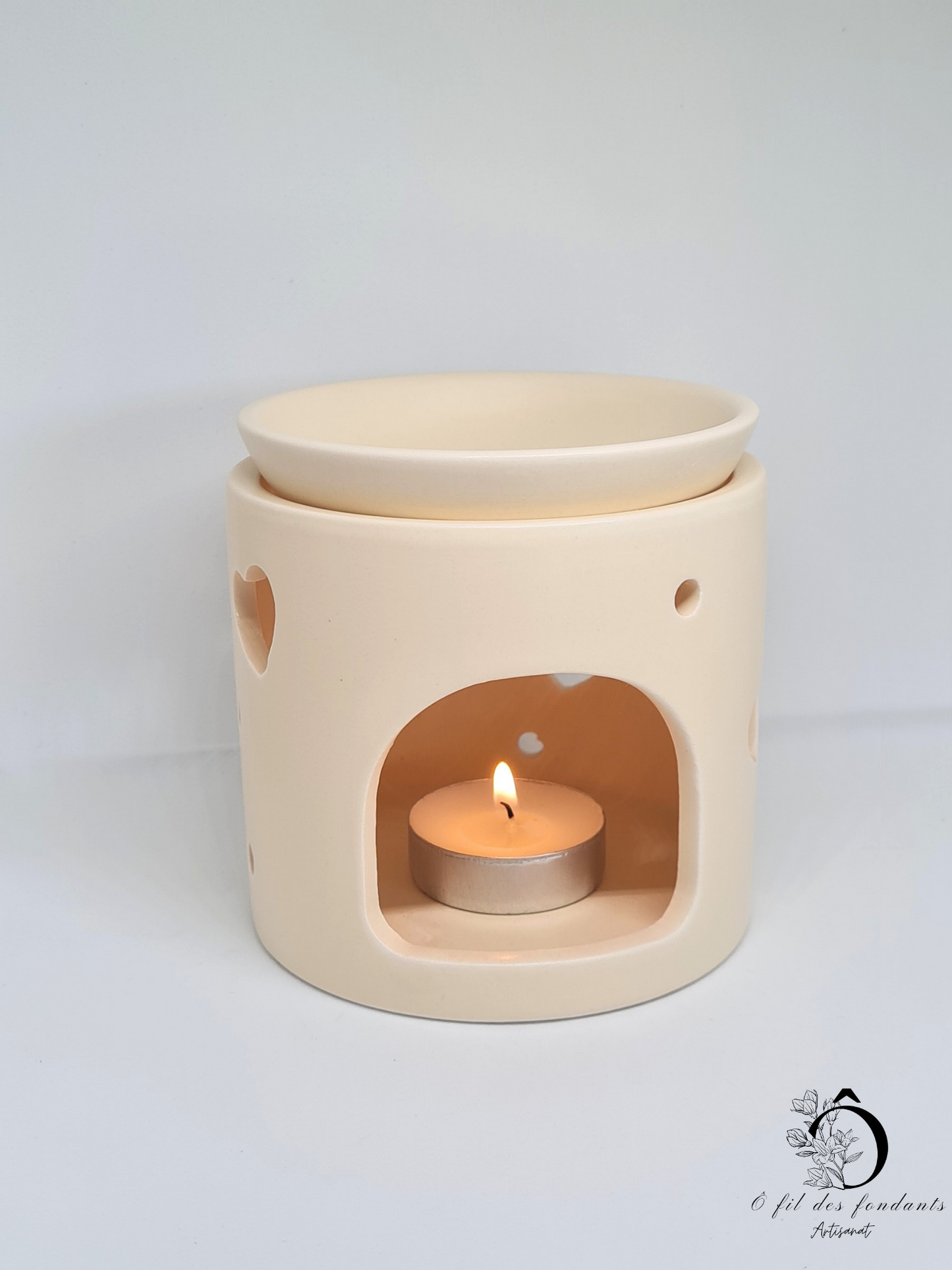 Brûle parfum Crème en céramique