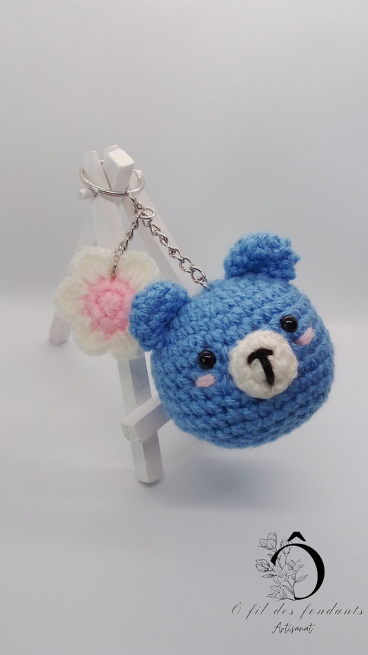 Porte clés Ours fleuri