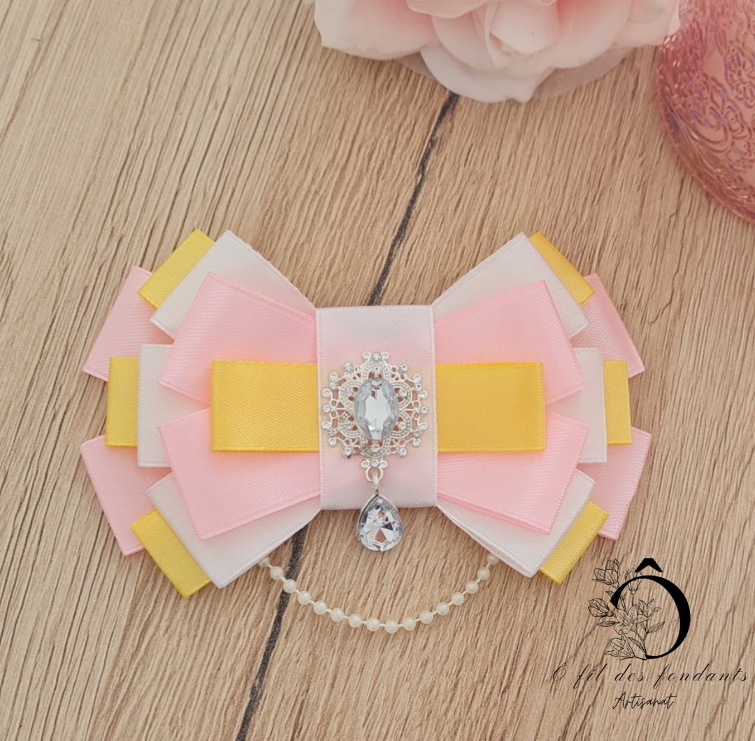 Noeud Ribbon Lightstick Blanc, Jaune & Rose