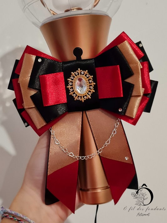 Noeud Ribbon Lightstick Doré, Noir & Rouge