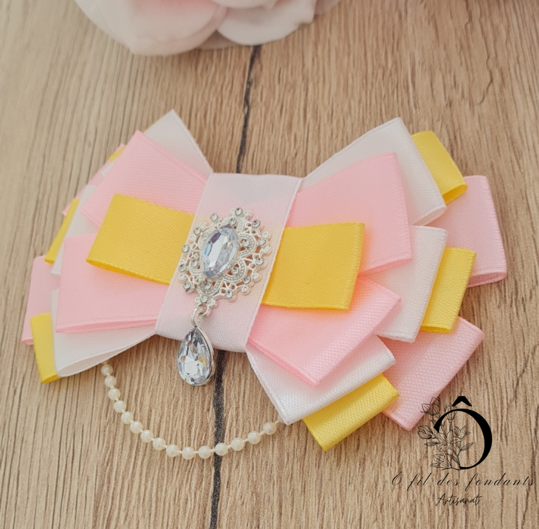 Noeud Ribbon Lightstick Blanc, Jaune & Rose