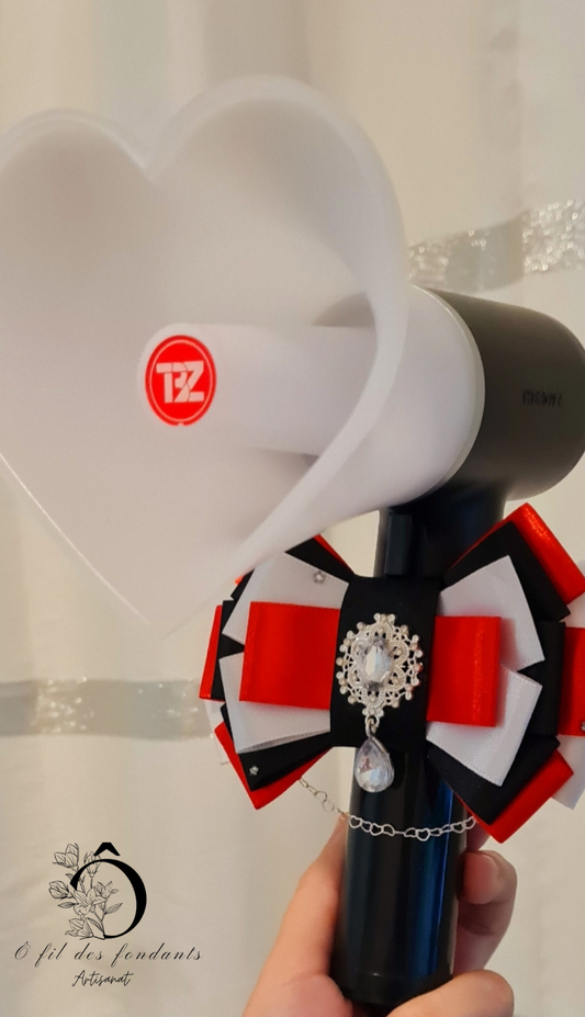 Noeud Ribbon Lightstick Blanc, Noir & Rouge