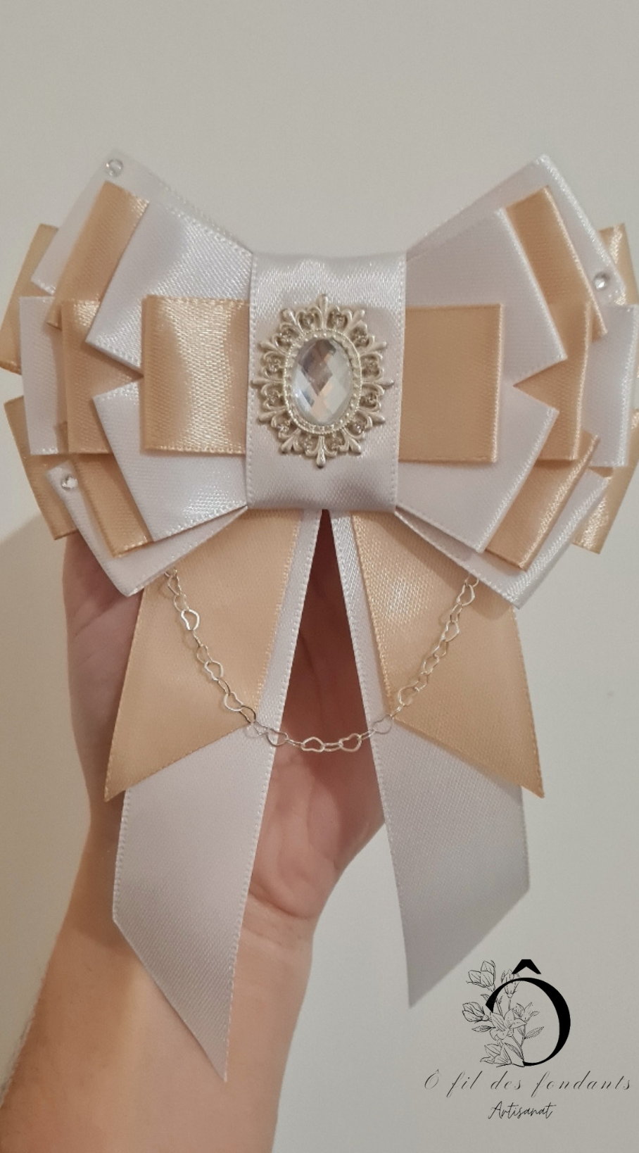 Noeud Ribbon Lightstick Blanc & Doré
