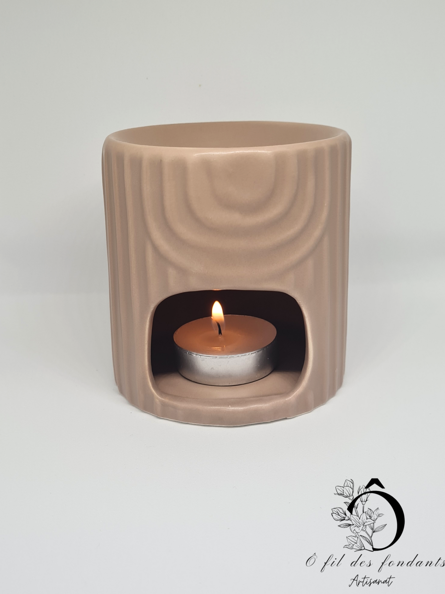 Brûle parfum Marron Mate Vagues en céramique