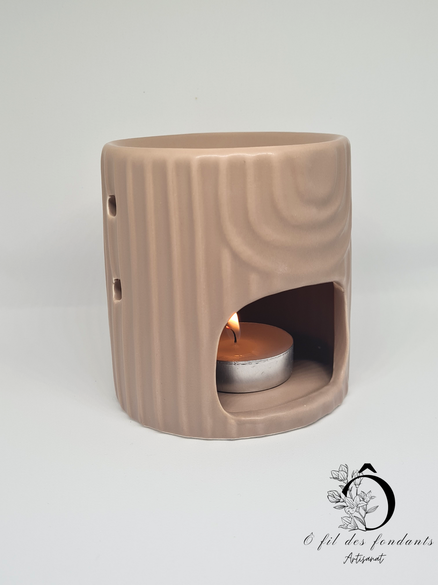 Brûle parfum Marron Mate Vagues en céramique