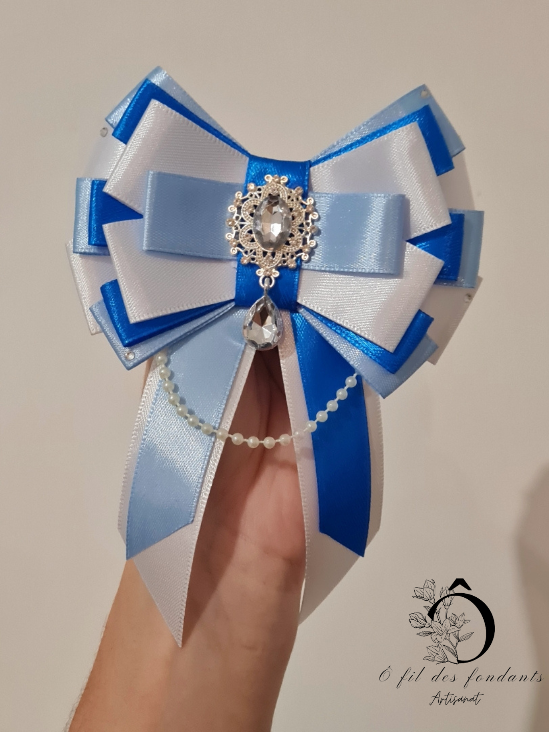 Noeud Ribbon Lightstick Blanc & Bleu