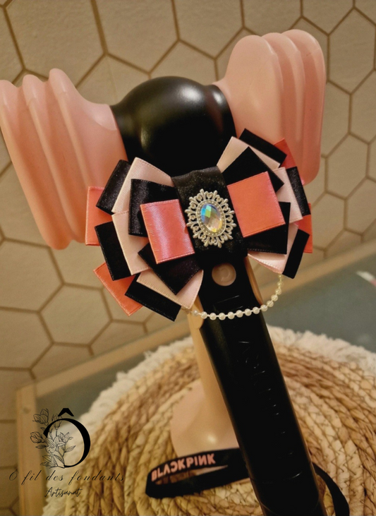 Noeud Ribbon Lightstick Noir & Rose