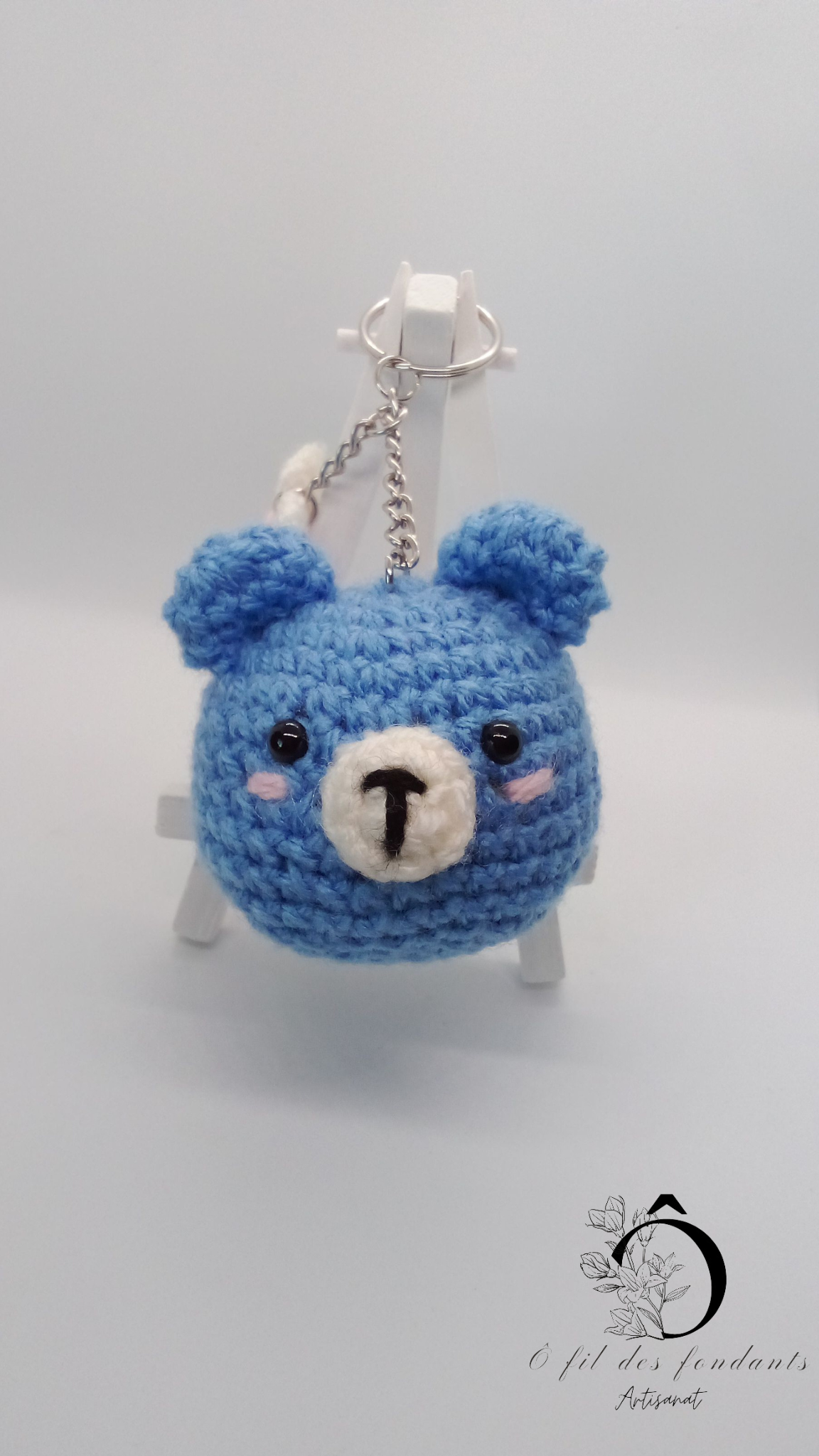 Porte clés Ours fleuri