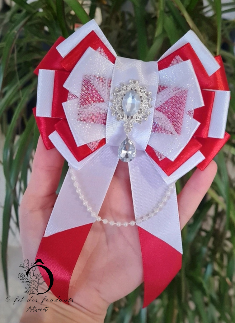 Noeud Ribbon Lightstick Blanc & Rouge