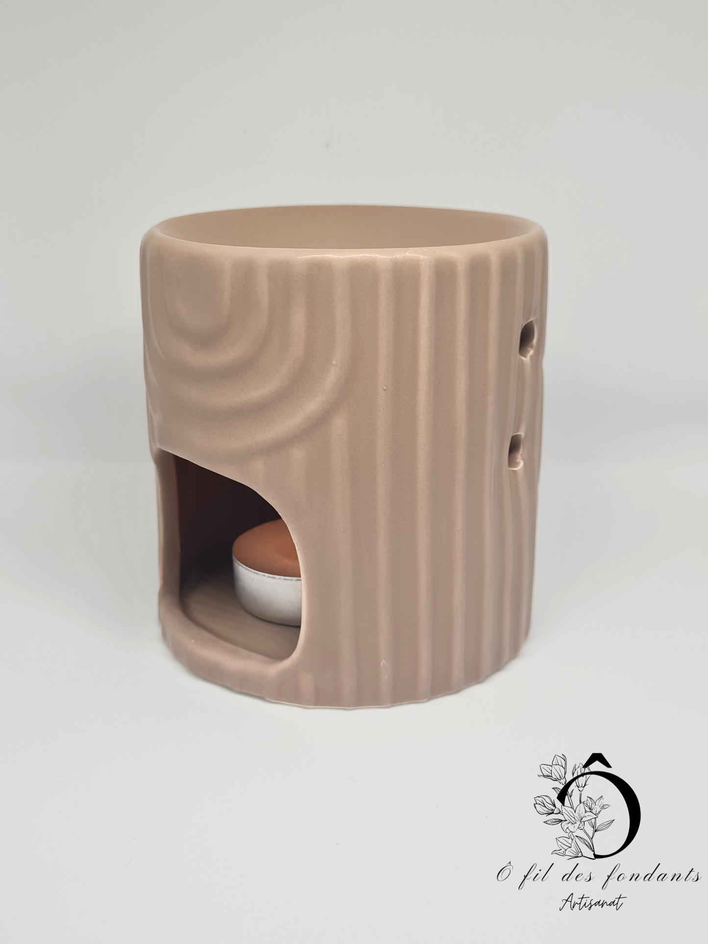 Brûle parfum Marron Mate Vagues en céramique