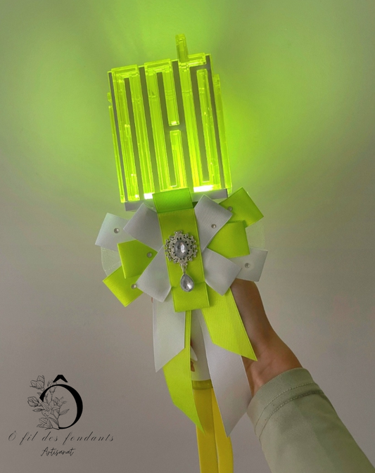 Noeud Ribbon Lightstick Blanc & Vert fluo