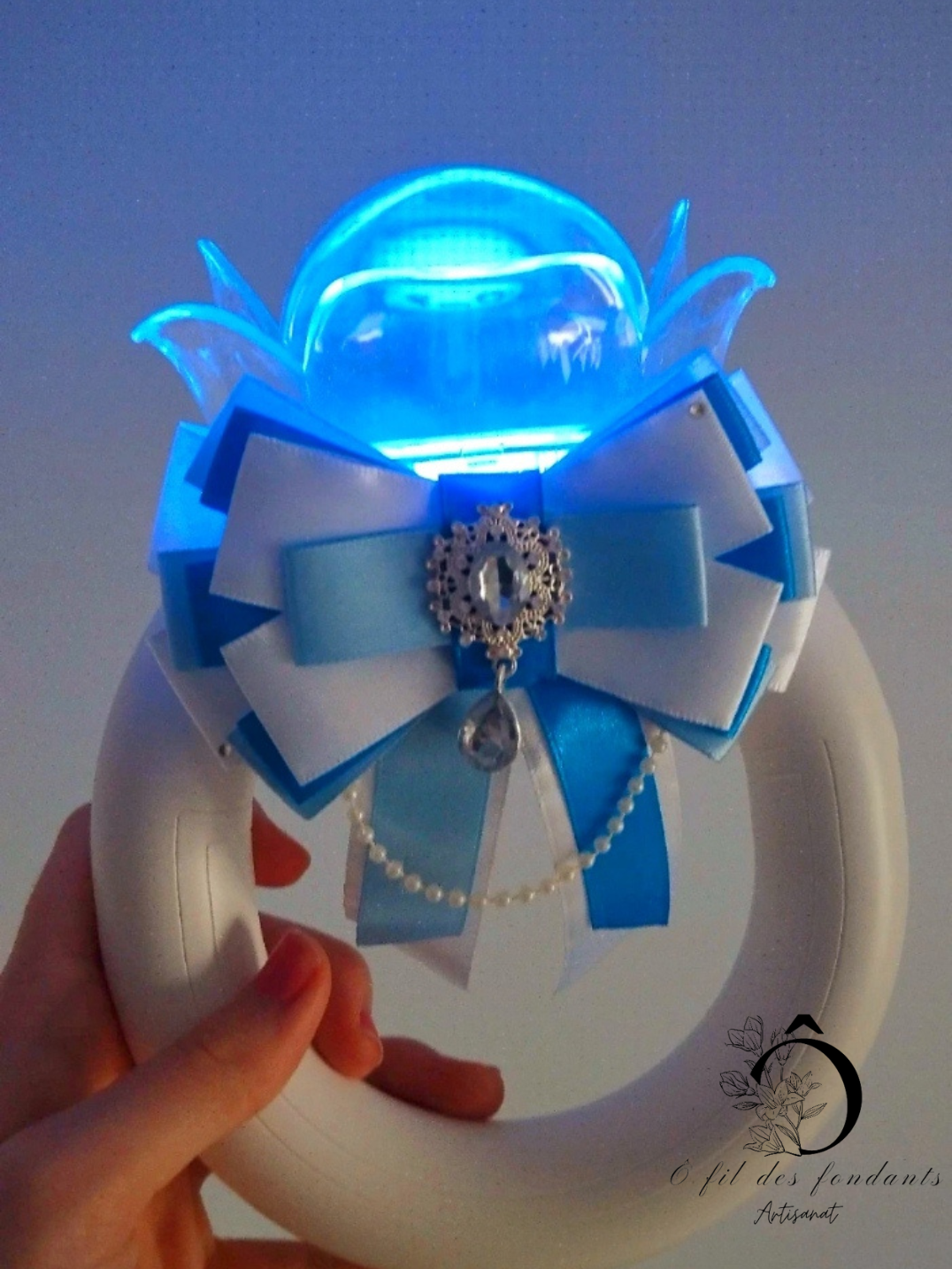 Noeud Ribbon Lightstick Blanc & Bleu