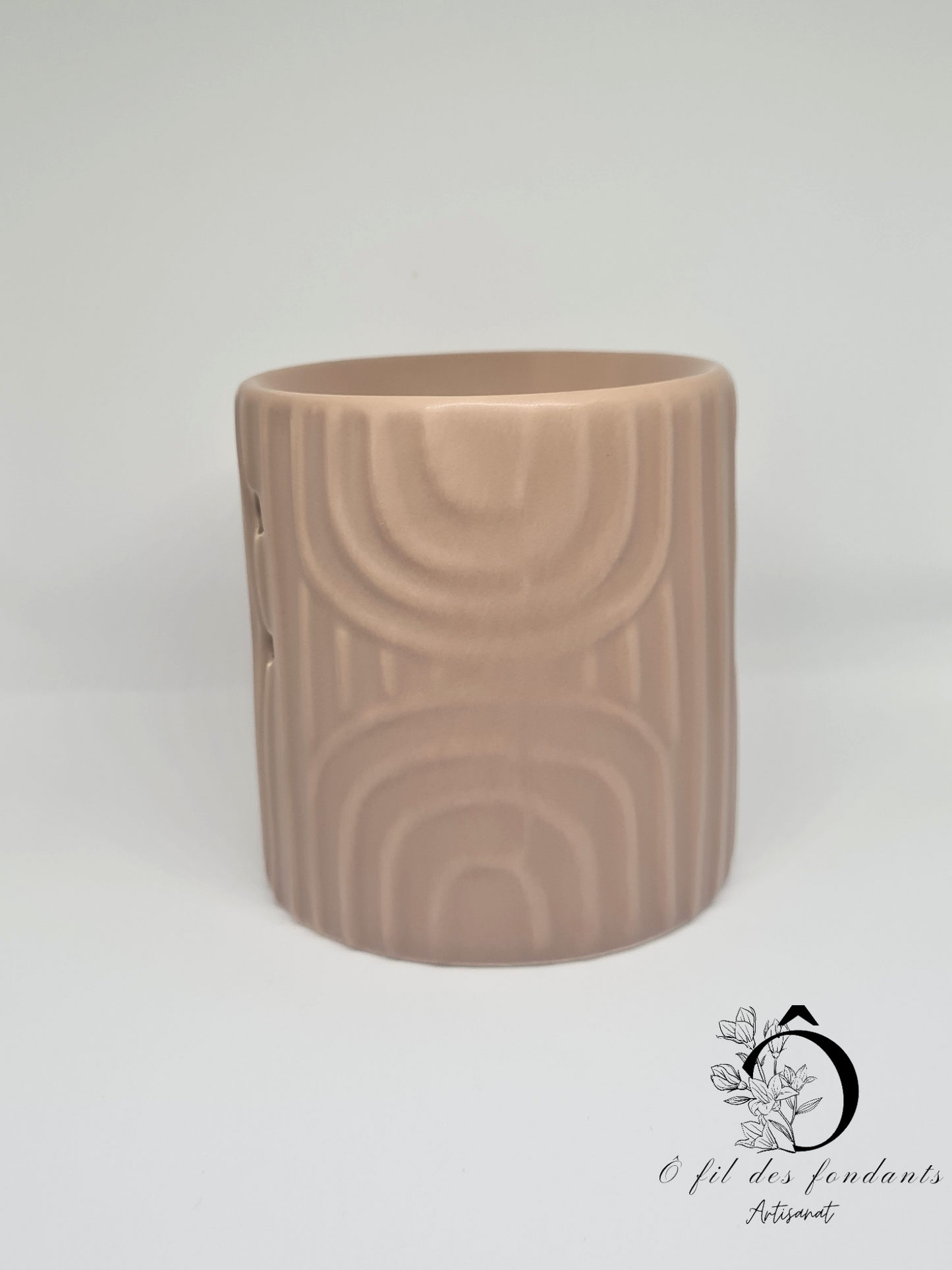 Brûle parfum Marron Mate Vagues en céramique