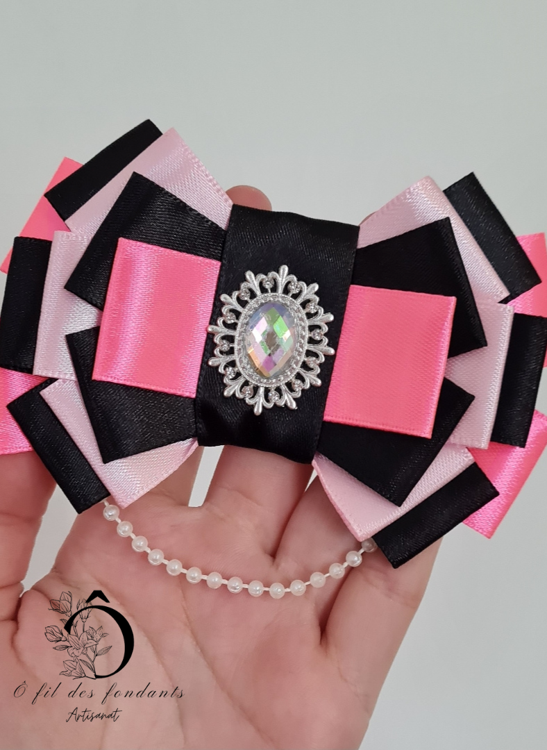 Noeud Ribbon Lightstick Noir & Rose