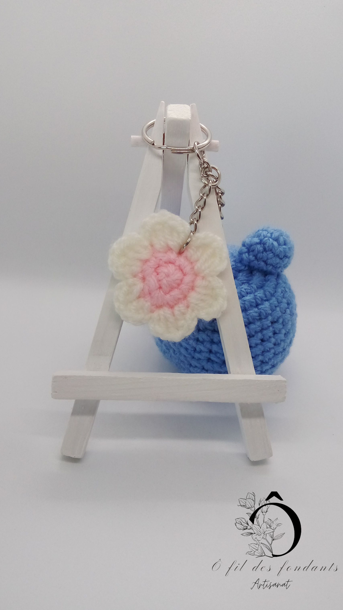 Porte clés Ours fleuri